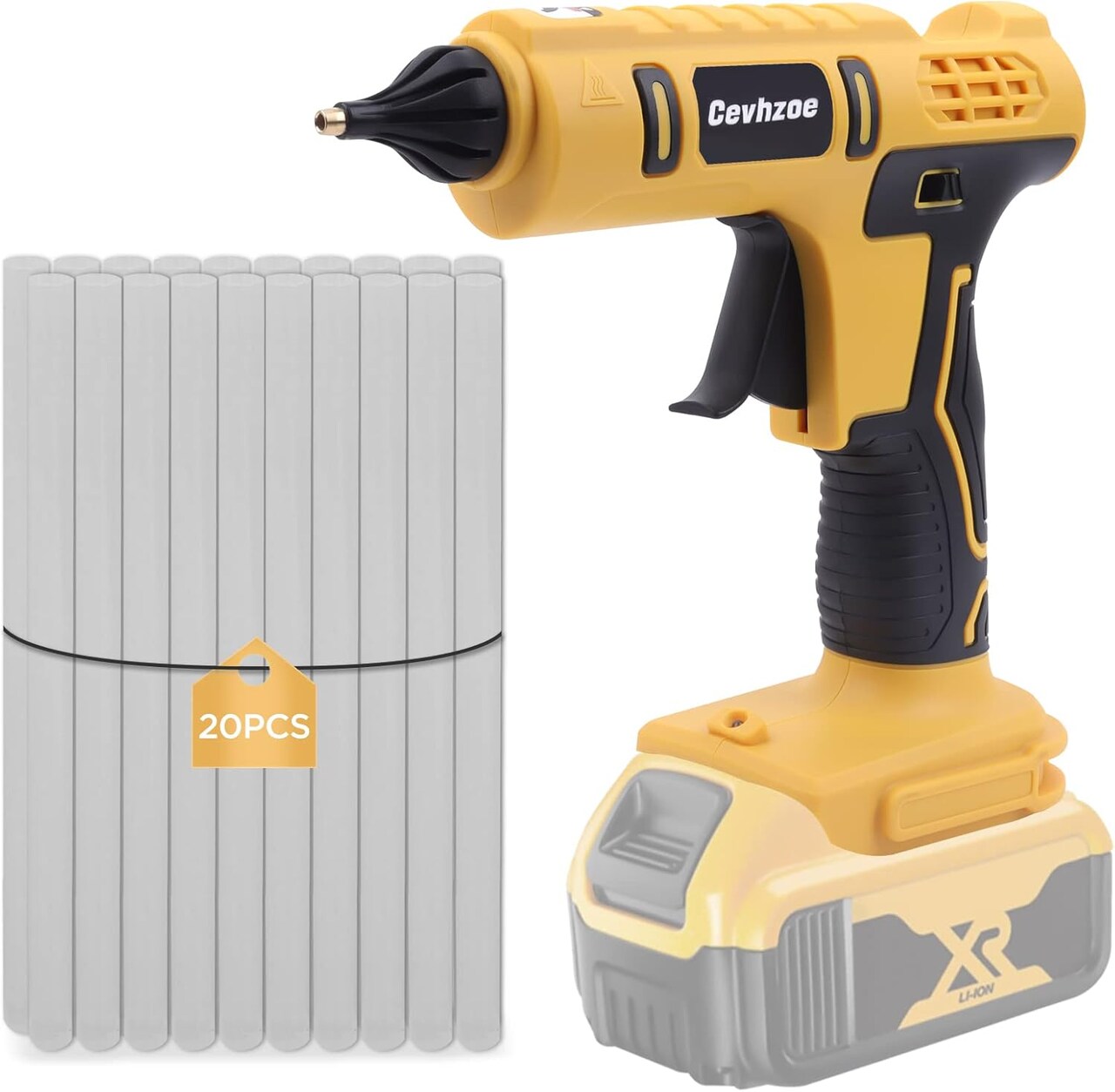 Cordless Hot Glue Gun 20V Lithium-Ion Battery With 20Pcs 0.43" Glue Sticks and Insulated Copper Nozzle, Full Size Kit (Tool Only, Battery NOT Included)